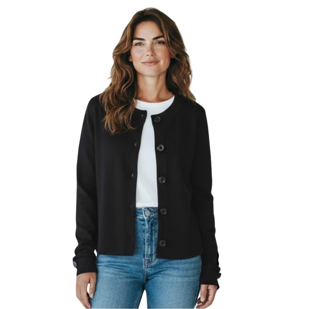 Talbots Black 3 Large button Cardigan Sweater Jacket Size XLP